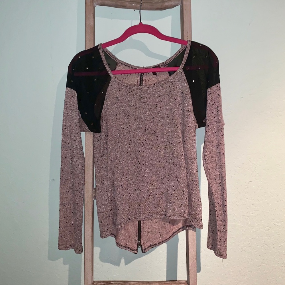Longsleeved Knit-Mesh Top